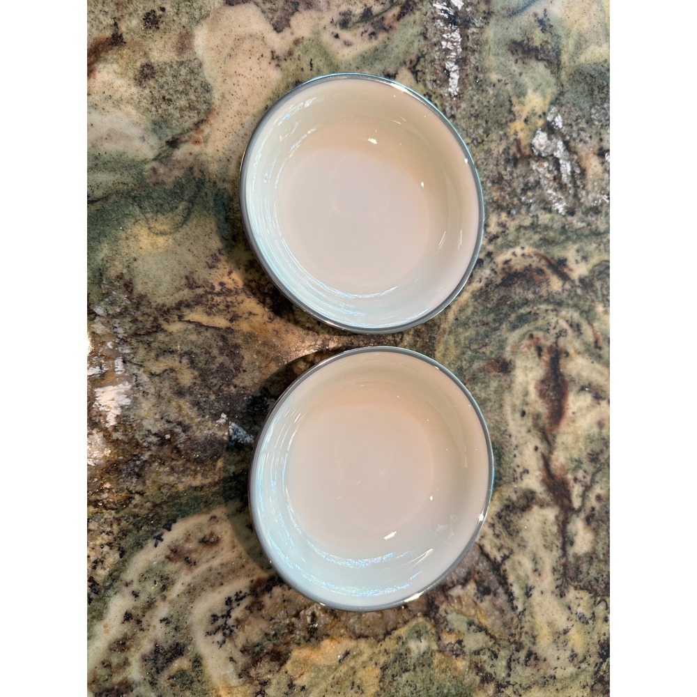 Lenox Montclair Ivory Platinum Trim Fruit Berry Dessert Bowls 5.75" Set of 2 USA